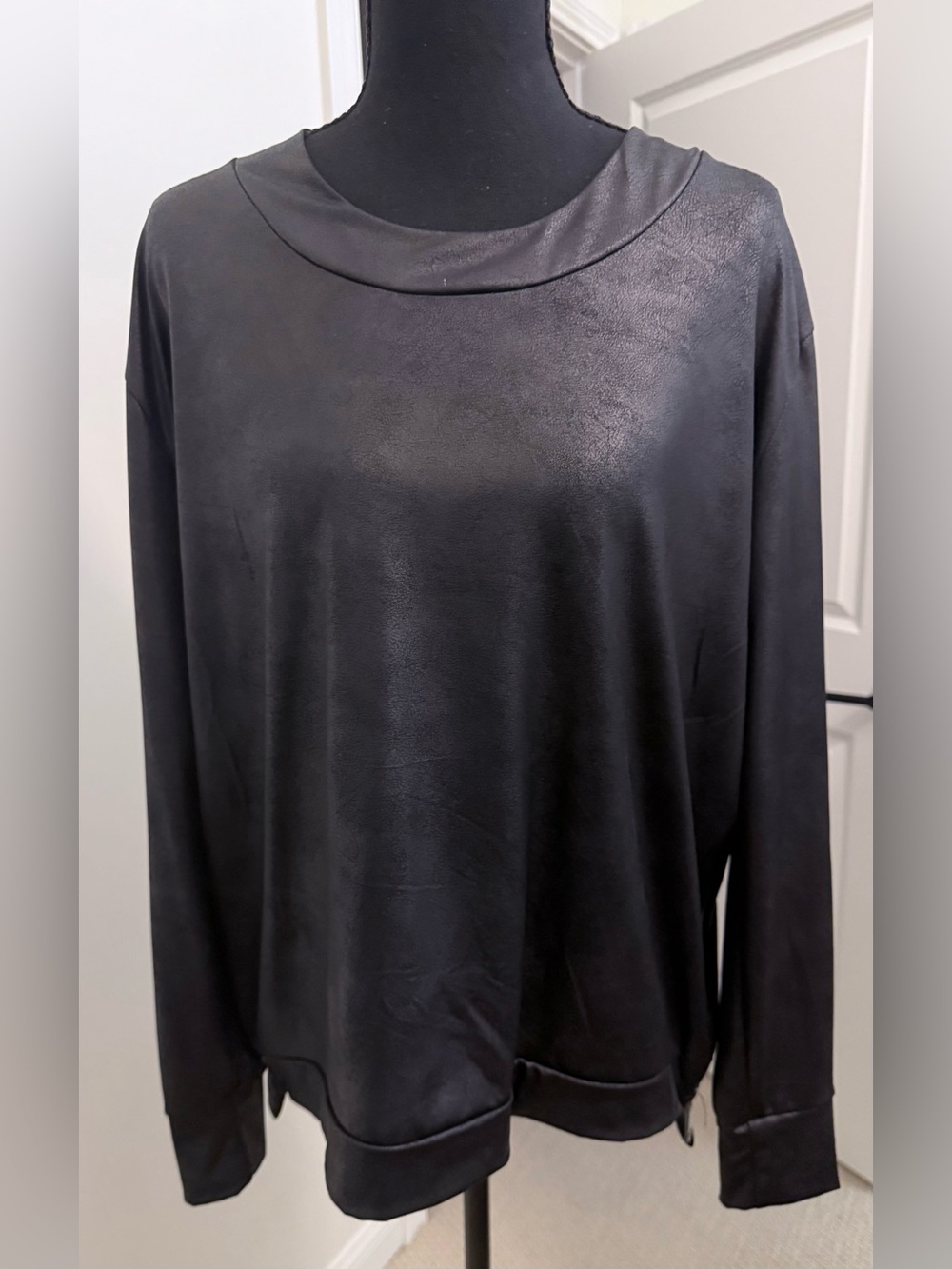 Ariella Black Long Sleeve Crew Neck Top